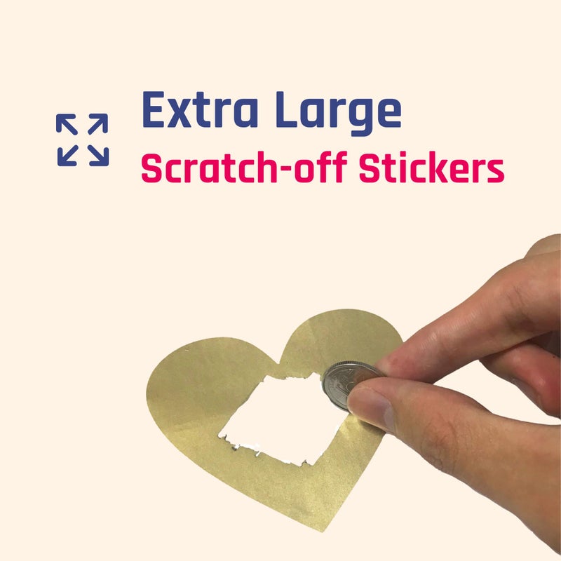 ScratchStix 50 Pack, 3" Heart Scratch Off Stickers Labels - Gold - Image 5